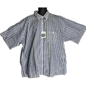 Boulevard For Big Man Mens Shirt Size 20 1/2 Blue White Striped Short Sleeves